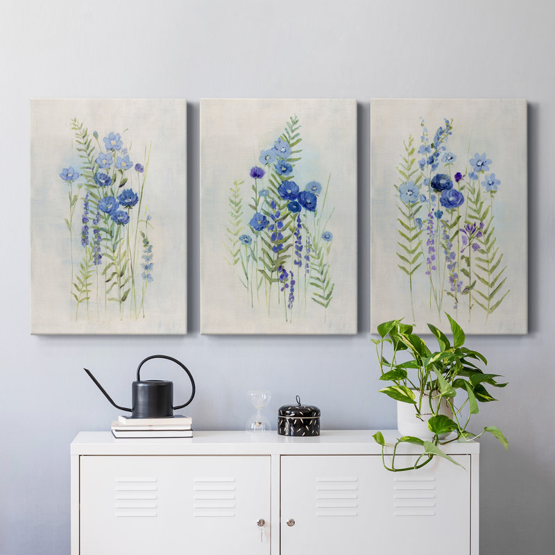 «Cottage Wildflowers I», ensemble de 3 impressions sur toile tendue, H 27 po x l 54 po x P 1 po
