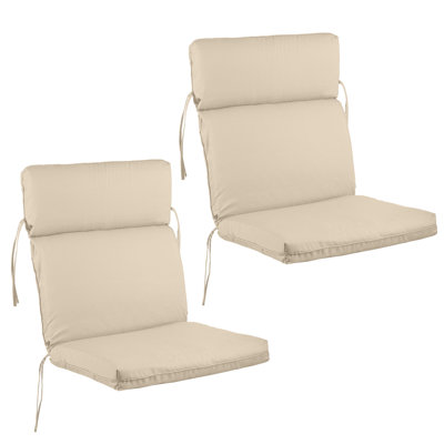 Ensemble de 2 coussins de chaise d'extérieur - Coussins d'extérieur à haut dossier 45 po x 21,5 po x 3 po pour meubles de patio, chaises berçantes, Adirondack ou de salle à manger - Coussins résistants à l'eau, à la décoloration et aux rayons UV avec attaches (brun clair)