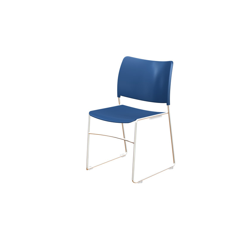 Norham Armless Stacking Chair, Chrome, Midnight Blue