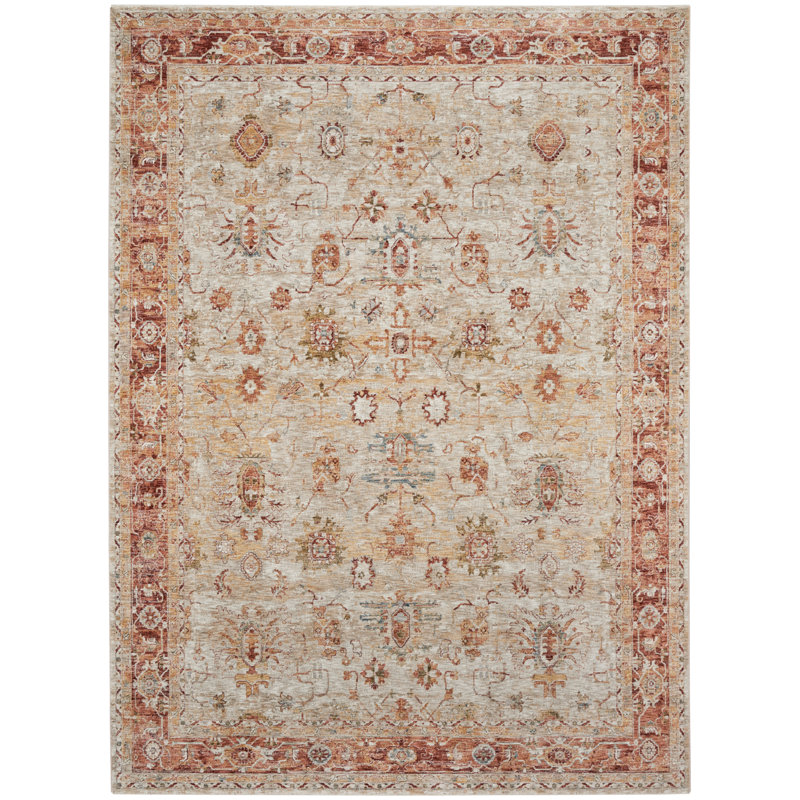 Tapis ivoire à bordure Sahar, Rectangle 9 pi 3 po x 12 pi 7 po