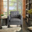 Chaise d'appoint rembourrée en lin avec accoudoirs et capitonnage pour le salon et la chambre à coucher, standard-418516431