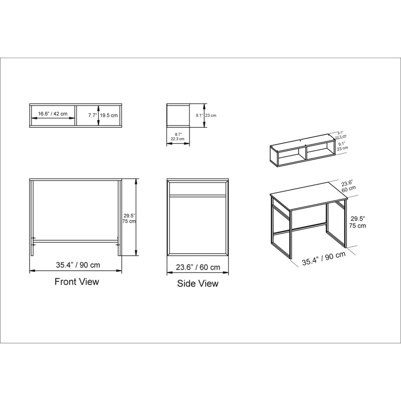 Amelea Iron Writing Desk, Oud Oak/Black