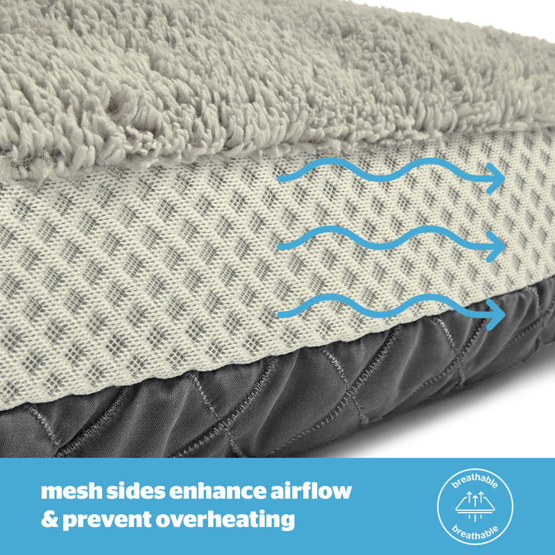 Silentnight Airmax Breathable Pet Bed with reversible cushion, 19cm H x 75cm W x 58cm D