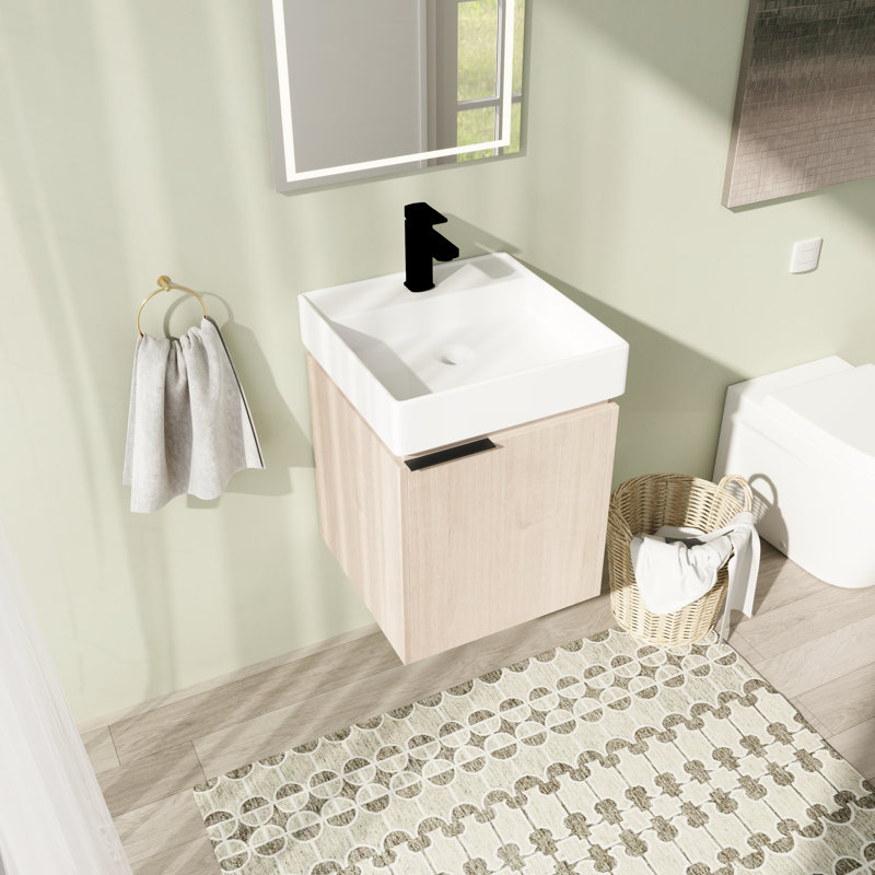 Meuble-lavabo mural simple 18 po avec comptoir en céramique