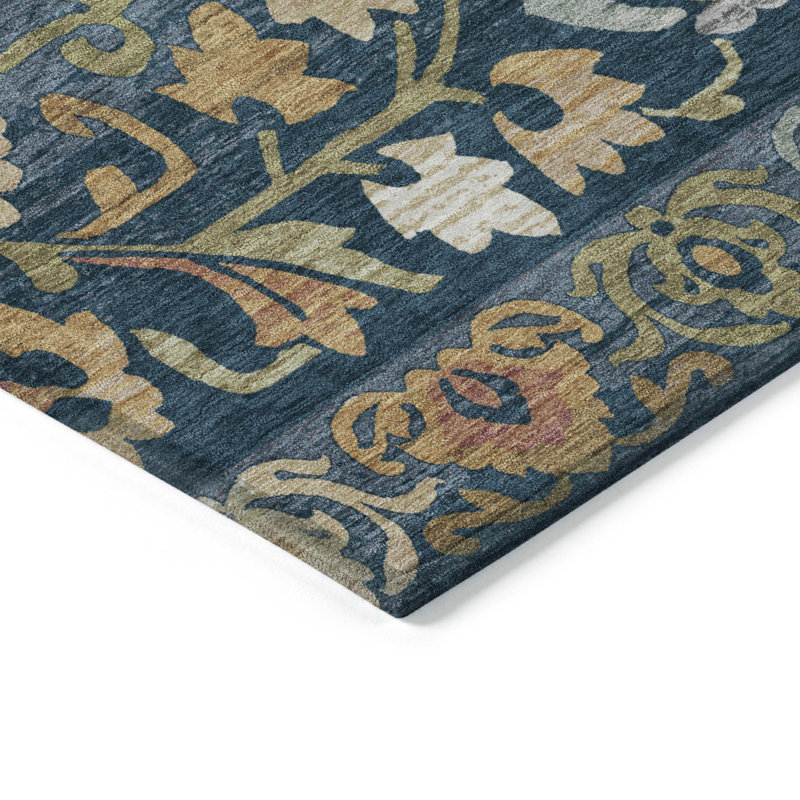 Tapis floral intérieur / extérieur lavable à la machine Husby ACN2193, Tapis de couloir 2 pi 3 po x 7 pi 6 po