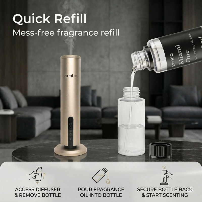Scentia Max Gold Diffuser Resort Luxury Collection Diffusers With Oil Discovery Kit 20mlx3, Gold