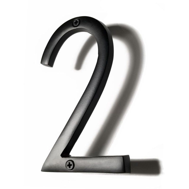 Numéro de maison en métal flottant, 2, 8", Noir