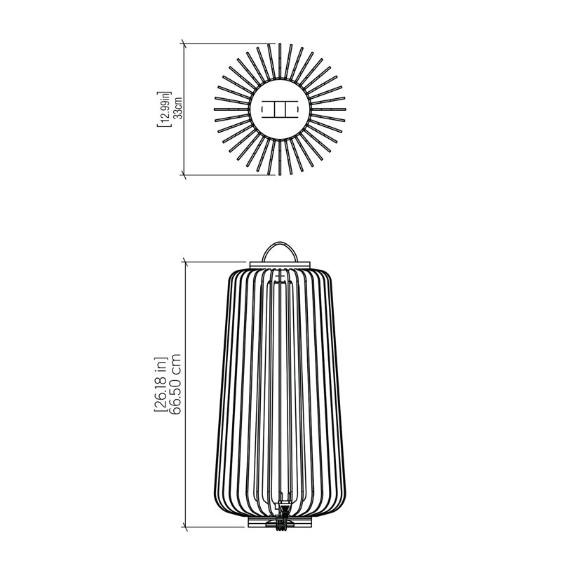 Stecche Di Legno Desk Table Lamp, 25.94" H x 12.87" W x 12.87" D, Sand