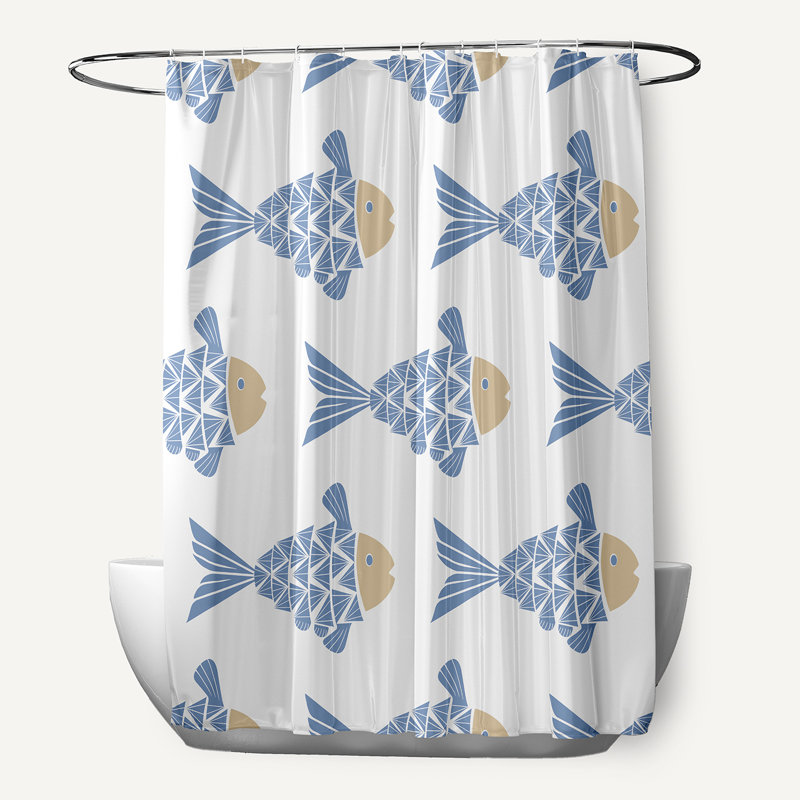 Rideau de douche simple en polyester Grand Ridge, bleu