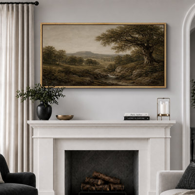 Art antique de paysage de vallée de chêne, images de salon, impression sur toile encadrée, 3 pièces
