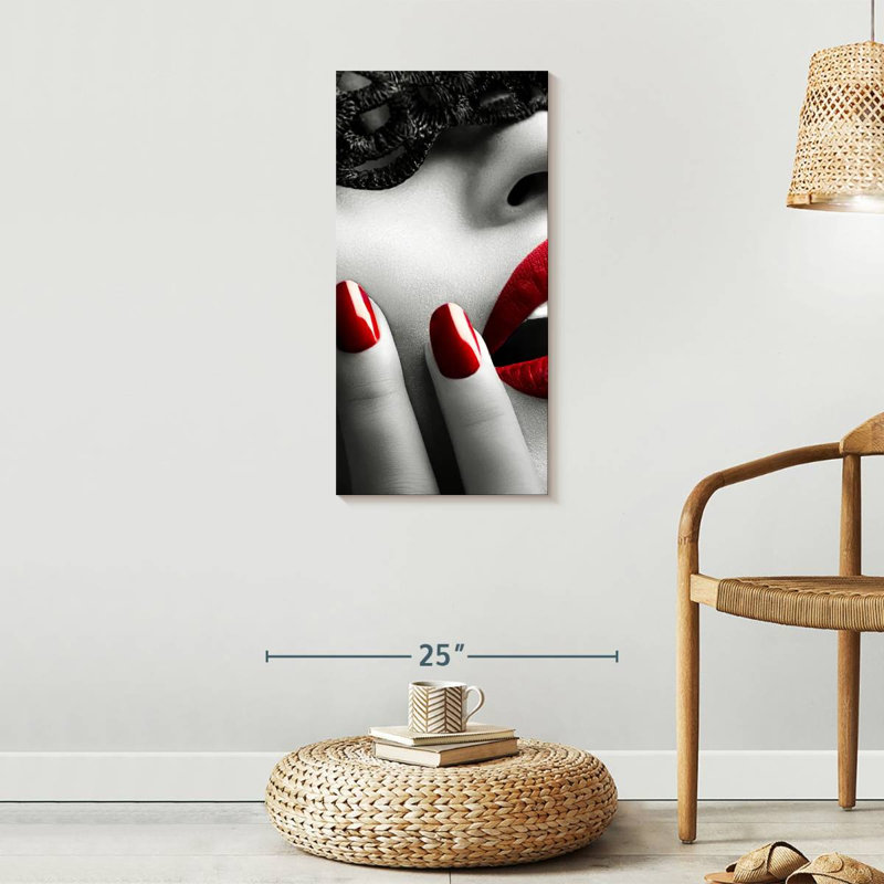 Impression sur toile «Red Lips», H 15 po x l 30 po x P 1,25 po