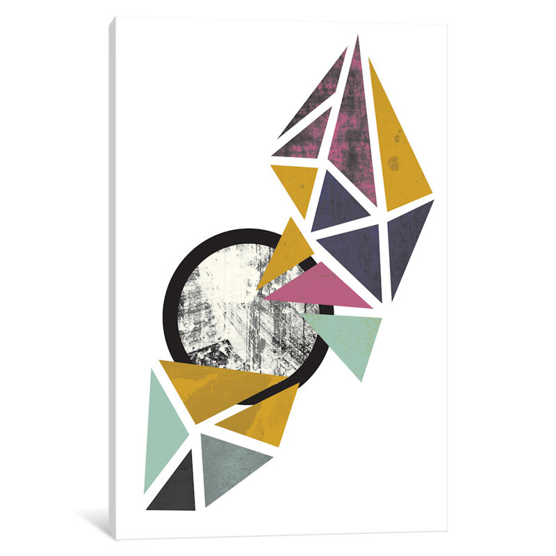 « color triangles », impression sur toile tendue, H 12 po x l 8 po x P 0,75 po, Pas de tapis, Toile tendue