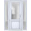 Porte d'entrée extérieure prémontée en PVC-U, verre dépoli, Manux 8422 Blanc Soie, 2 fenêtres latérales, portes pour bureaux, commerces et habitations, entrée, patio, garage - L 16+36+16 x H 80 - Ouverture à droite vers l'intérieur-98196254-98196258-98196250