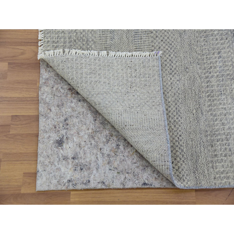 2'5"x18'6" Scorpion Gray Undyed Wool Modern Grass Design Hand Knotted Wide Runner Rug 67E6FBD7D2A248E7B5F5E27968F9BD4F