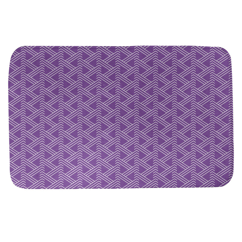 Tapis pour salle de bain Zig Zag, l 17 po x L 24 po, Violet / Blanc