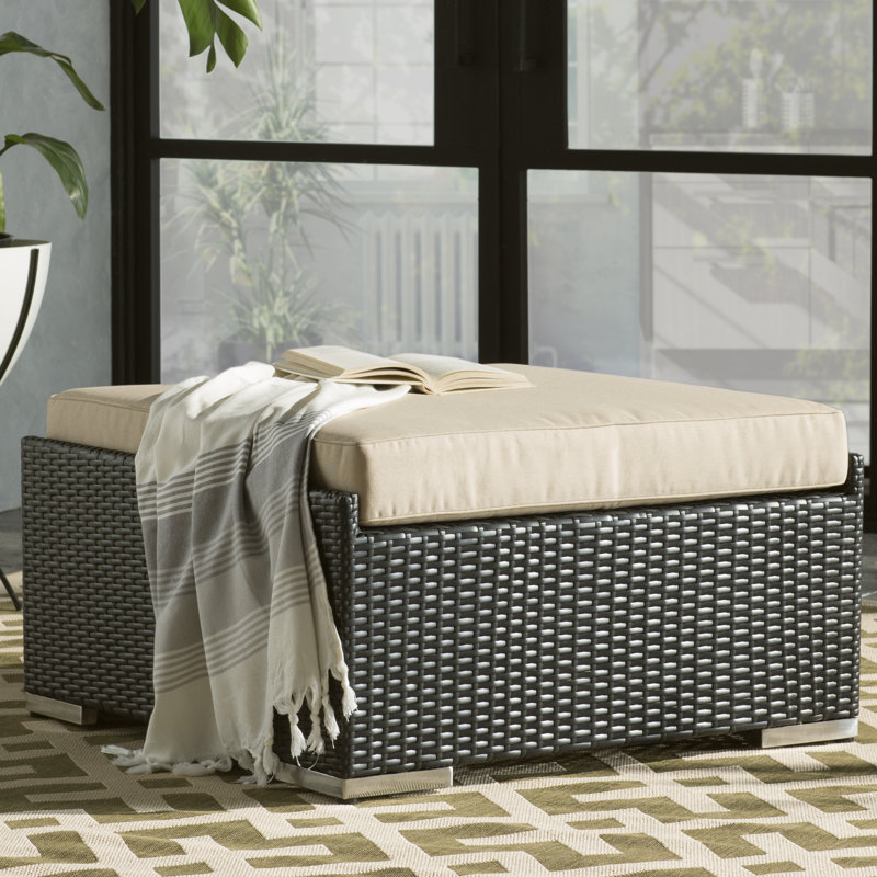 Grand repose-pieds avec coussin Billyjo, Brun, Noir