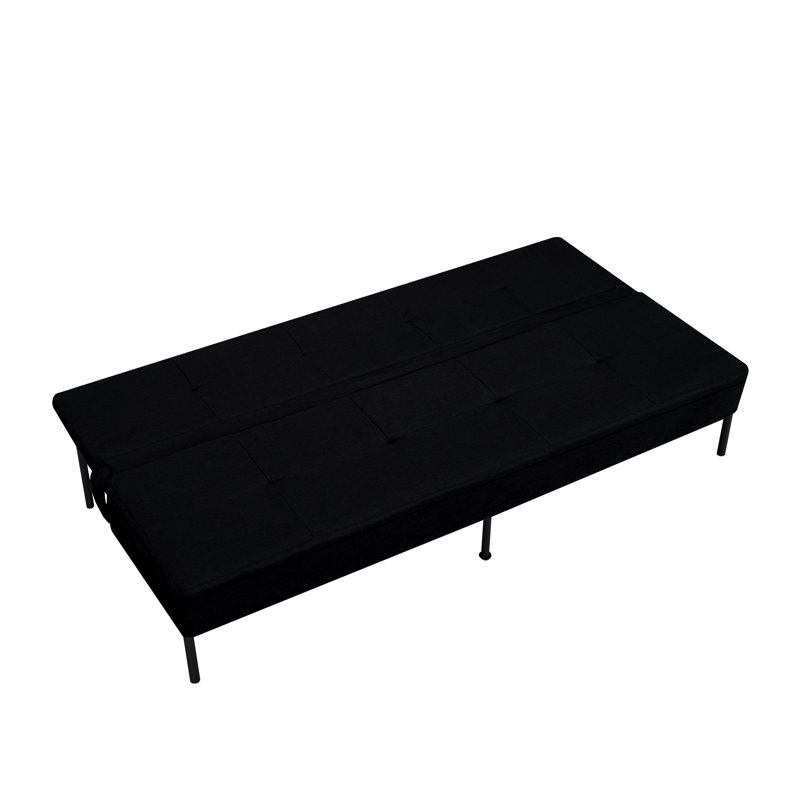 69.7 "modern living room futon sofabed, polyester fabric, quick conversion, Black