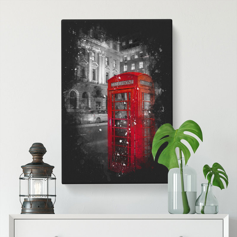 Red Telephone Box - Wrapped Canvas, 60cm H x 40cm W x 3cm D