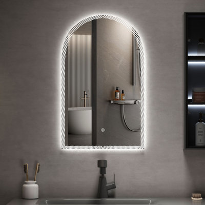Miroir de salle de bain 31,5 "x 19,7" avec 3 lumières DEL colorées