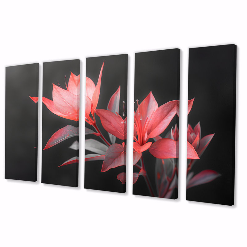 Palmea - ensemble d'art mural sur toile Hibiscus, H 32 po x l 80 po