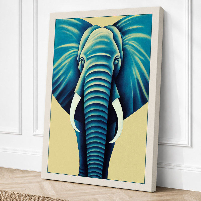 Frontal Elephant Modern - Print, 24x16 - 61.0 x 40.6 cm, Cream Border
