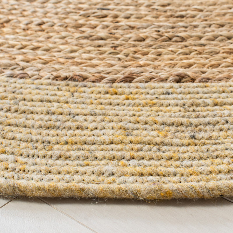 Marcum Hand Woven Jute/Wool/Cotton Rug in Gold/Natural, Oval 5' x 7'