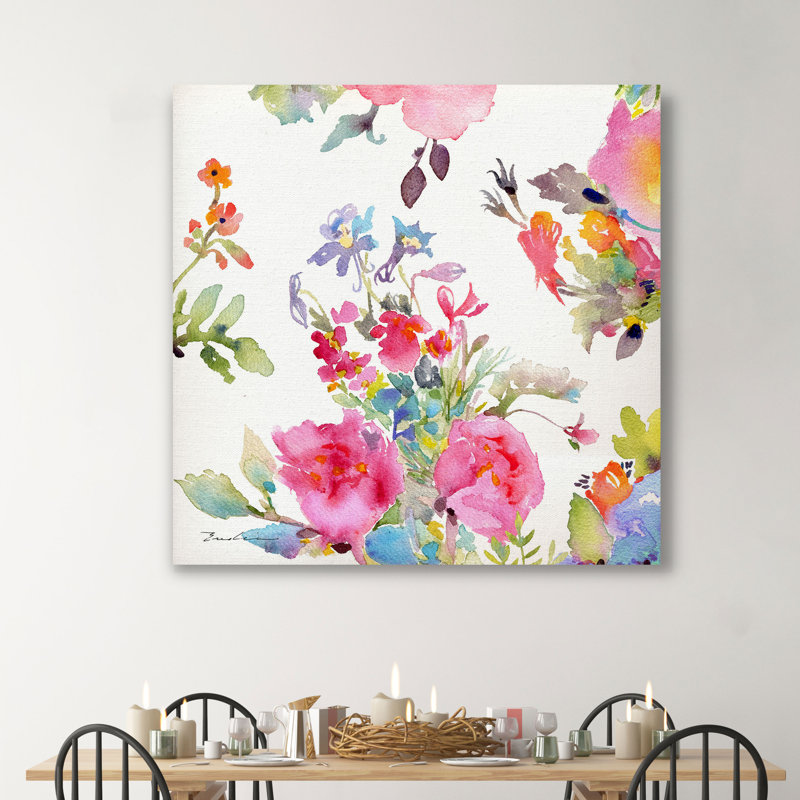 « aquarelle, composition de la fleur », peinture, H 10 po x l 10 po x P 1,5 po, Toile tendue