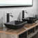 Healthomse 11.81'' Black Glass Rectangular Bathroom Sink with Faucet and Overflow