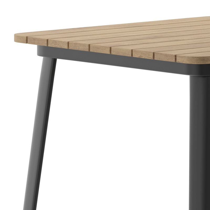 Gwennette 31.5" Square Commercial Poly Bar Top Restaurant Table with Steel Frame, Brown Top/Black Base
