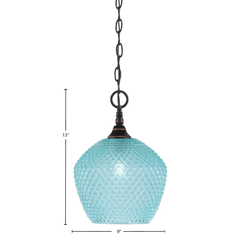 Mini-luminaire suspendu en chaîne avec verre, Cuivre / noir