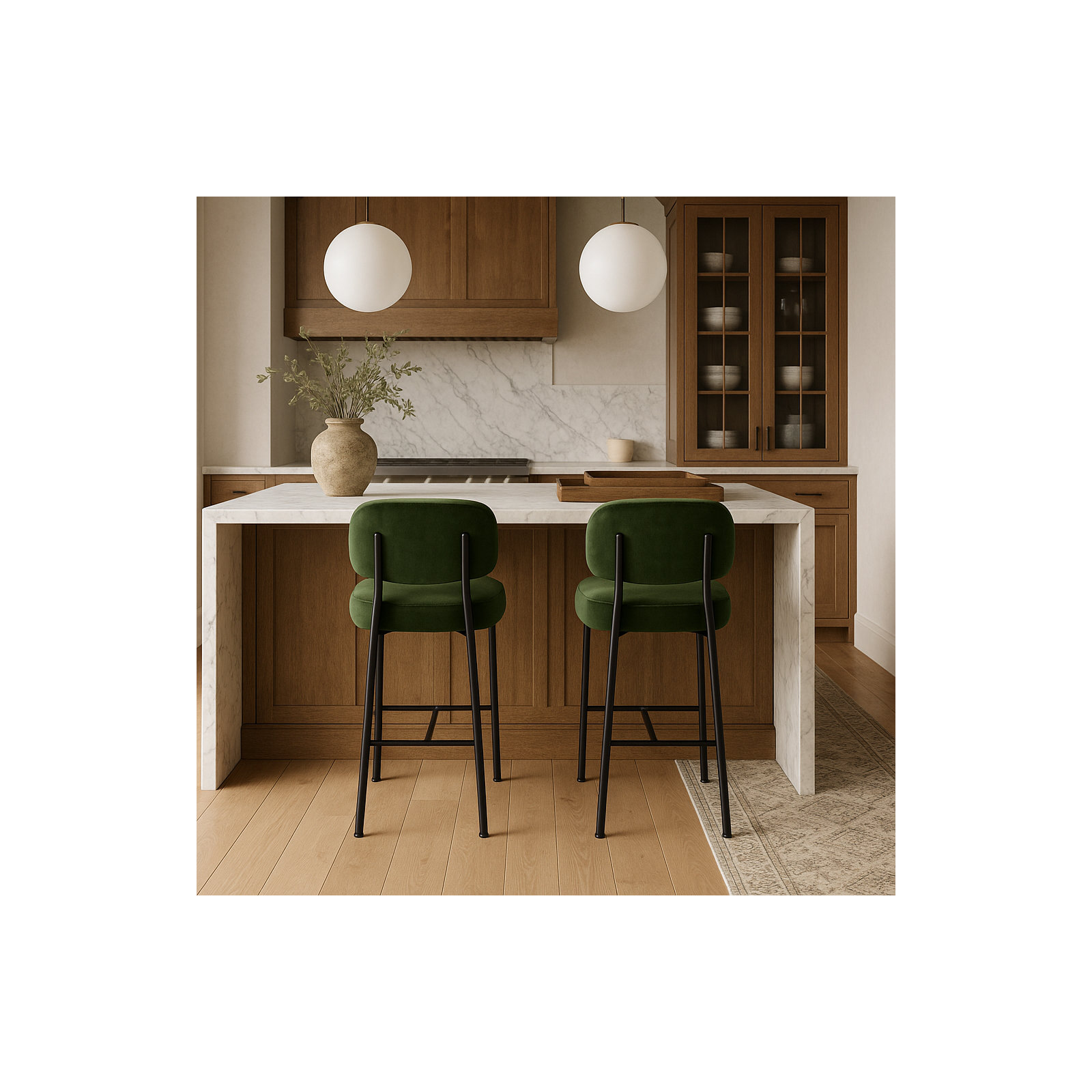 Zarelle Upholstered Counter Stool, Green Performance Fabric