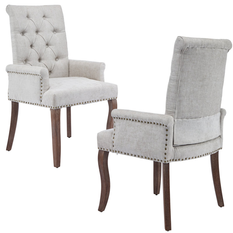 Chaises de salle à manger rembourrées Seita, 4, Gris clair