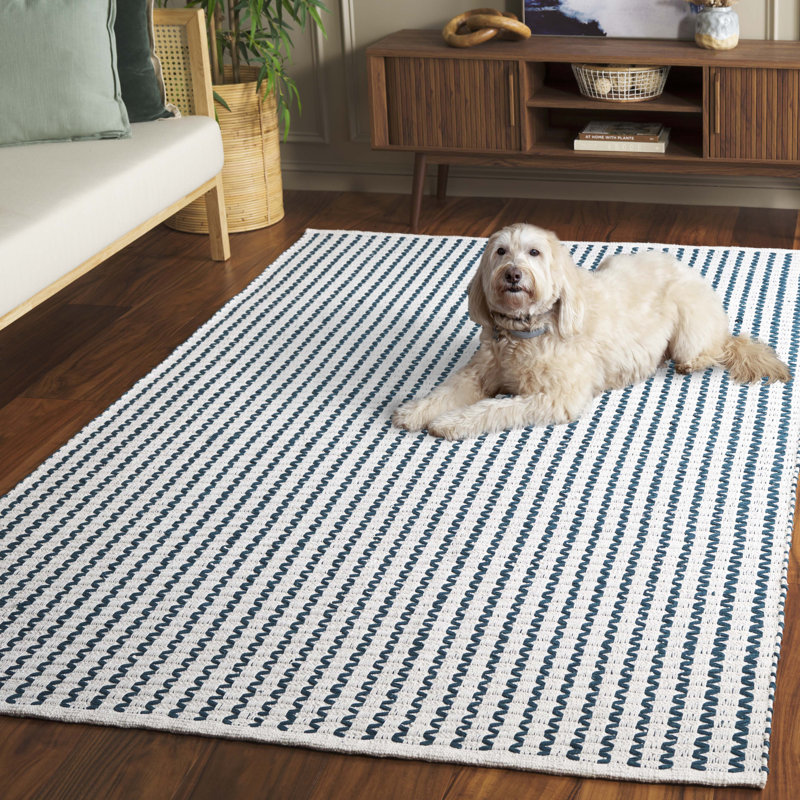 Cape Cod 451 Hand Woven Cotton Pile Chevron / Zig Zag Rug, Rectangle 5' x 8'