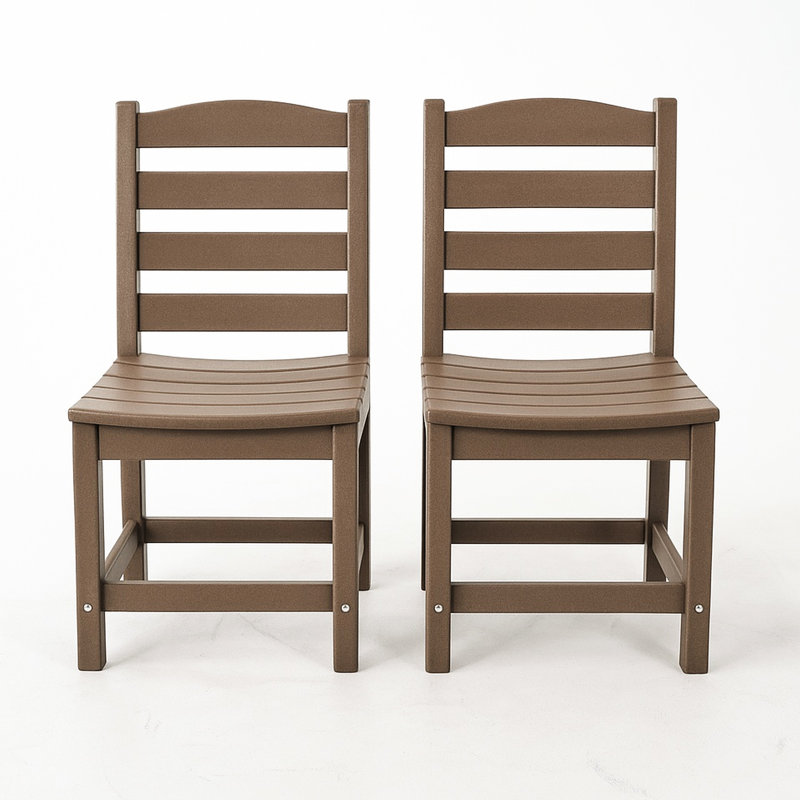 Outdoor Armless 2 - Person Dining Chair , Antique Dark Oak, Customizable Features, Strong Impact Resistance, 17.51 In Depth, 22.78 Height Chairs Of 2, Oak , Weather Frame, High Strength, Long