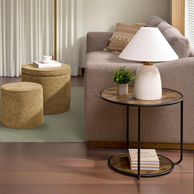 Repose-pieds, ensemble de repose-pieds multifonctionnel, combinaison de repose-pieds et de table, avec tabouret tambour, avec espace de rangement