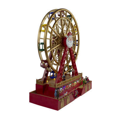 20" Red and Gold LED lighted Christmas Big Spinning Ferris Wheel with Holiday Music