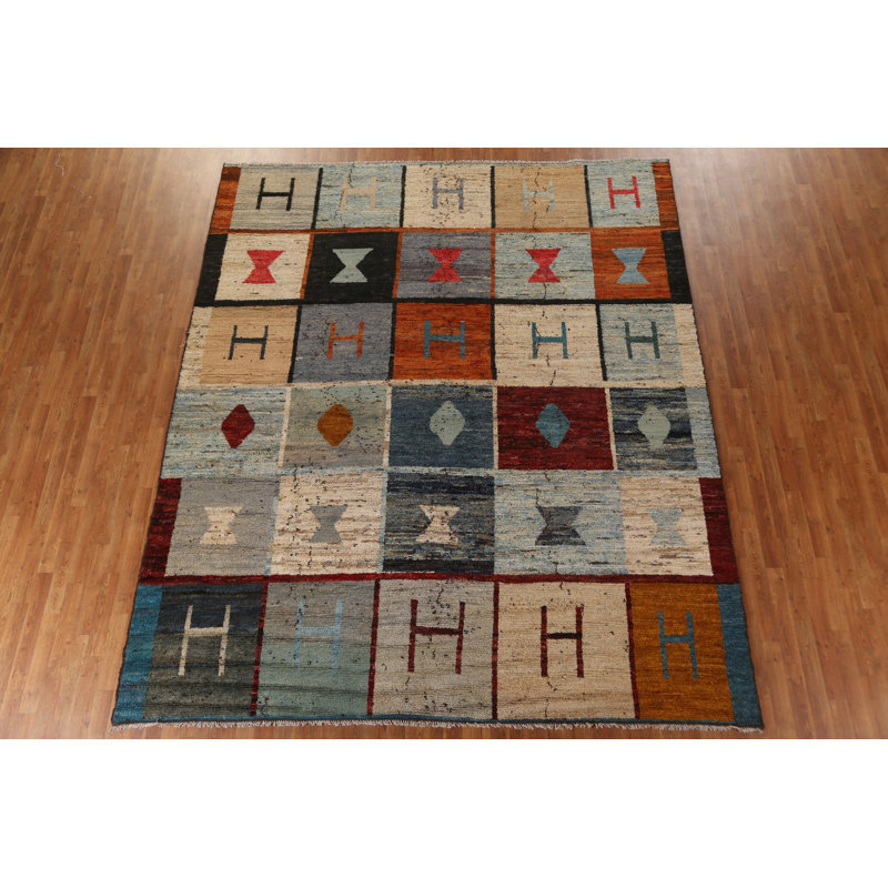Tapis oriental géométrique noué à la main marocain 10 x 11