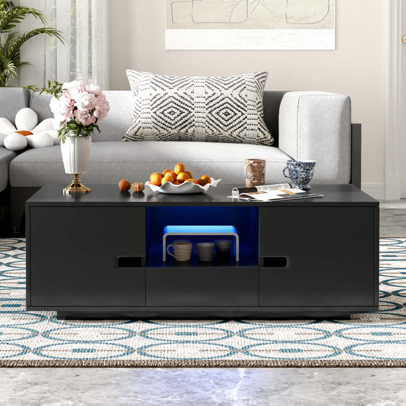 Table basse moderne ultrabrillante, Noir