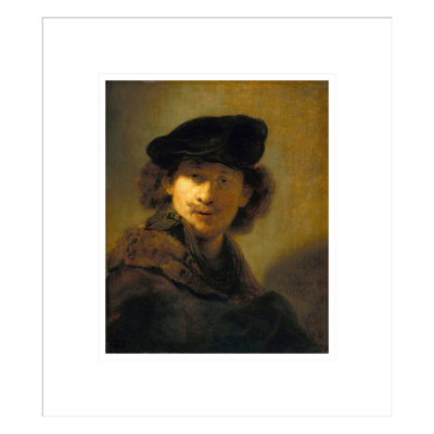 Autoportrait avec béret en velours par Rembrandt van Rijn - Impression giclée encadrée