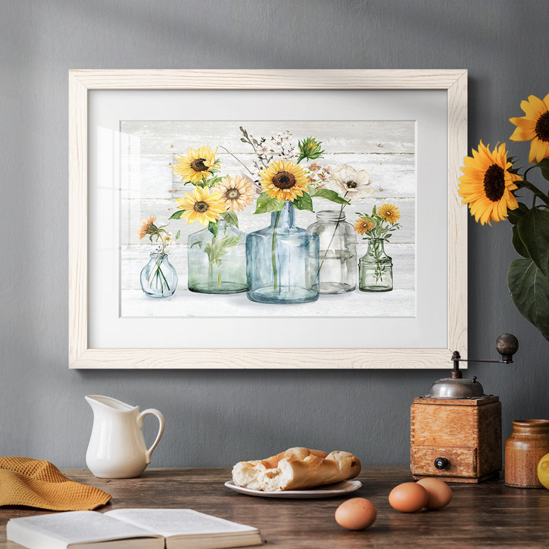 Sunflower Extravaganza, reproduction d'art encadrée, H 14 po x l 20 po x P 1,5 po, Blanc