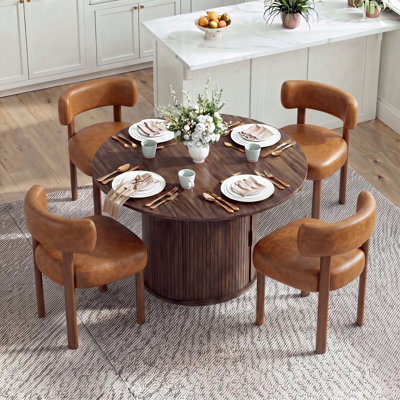 Ensemble de table de salle à manger moderne extensible pour 4 à 6 personnes avec rangement caché
