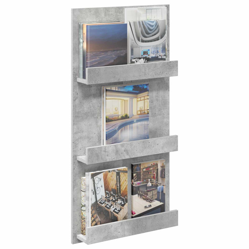 Wood Free Standing Magazine Rack, Grey