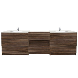 102'' Double Bathroom Vanity with Engineered Quartz Top