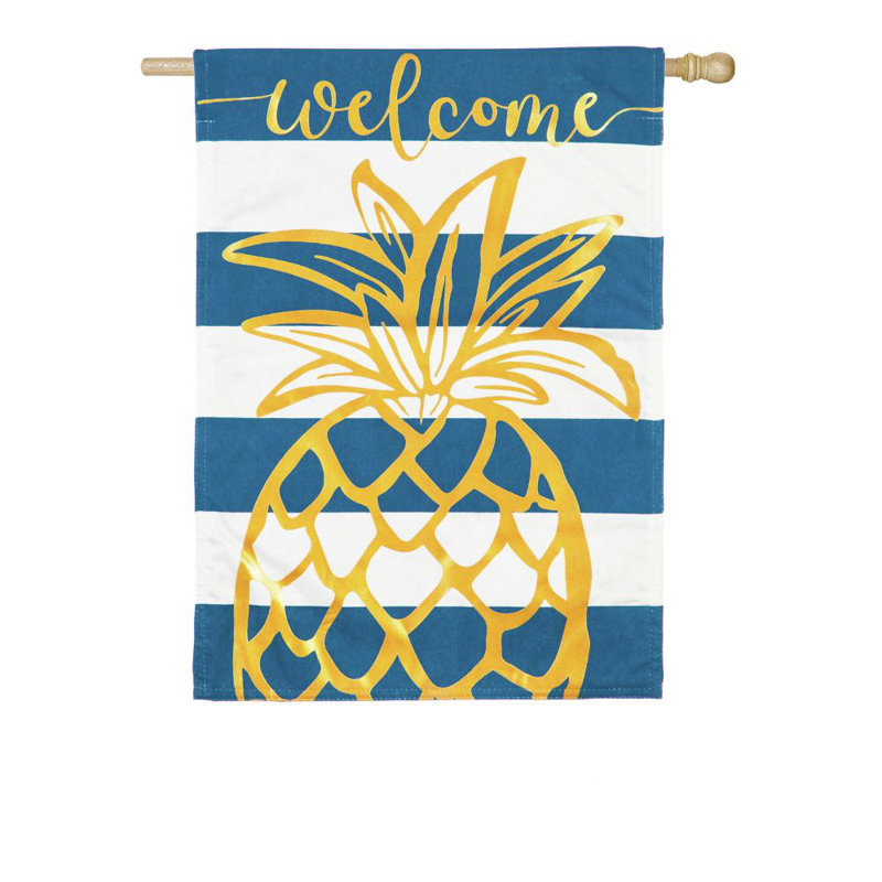 Lin à rayures 2 côtés 44 x 28 po ananas drapeau maison