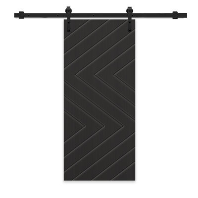 Panelled Manufactured Wood and Metal Barn Door with Installation Hardware Kit