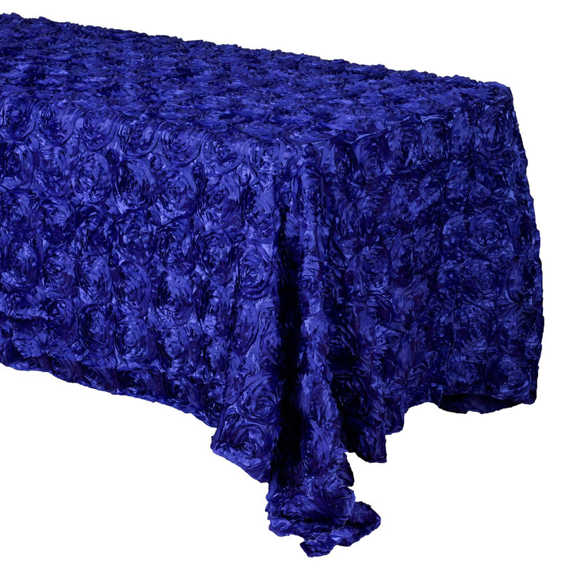 Silvie Floral Polyester Tablecloth, 60" x 48", Royal Blue
