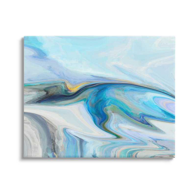 "Fluid Blue Contemporary Composition" par Michael Tienhaara, L 20 po x H 16 po, Toile tendue