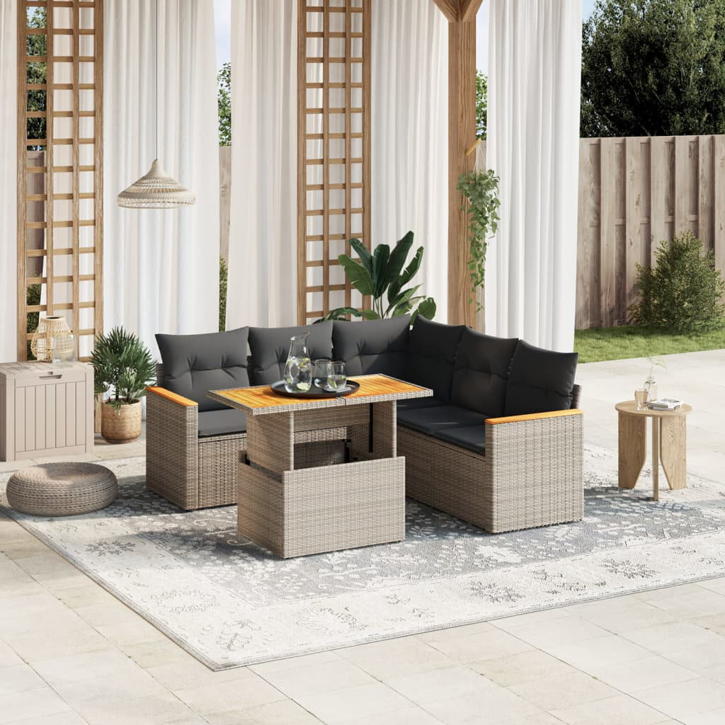 5-Sitzer Lounge-Set aus Polyrattan mit Polster