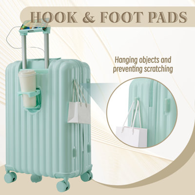 20"/24"/28" 3 pcs/set in ABS Spinner Wheel Luggage, Carry on Suitcase, with Cup Holder & USB Port & Phone Holder