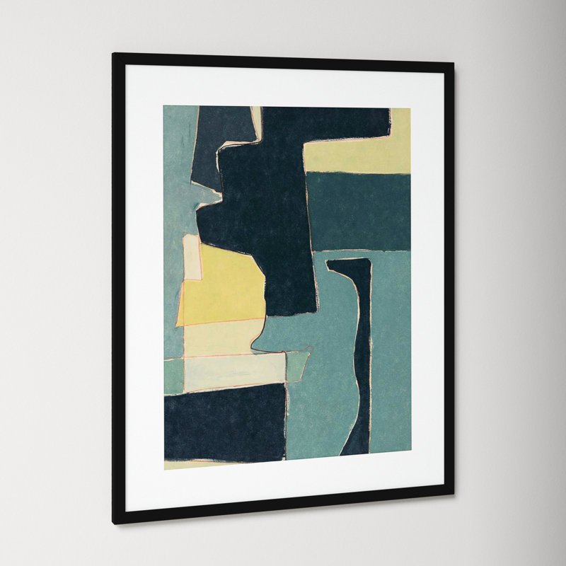 Blue Note II by Rob Delamater., 35.38" H x 28.38" W x 0.88" D, Noir Black Framed Paper